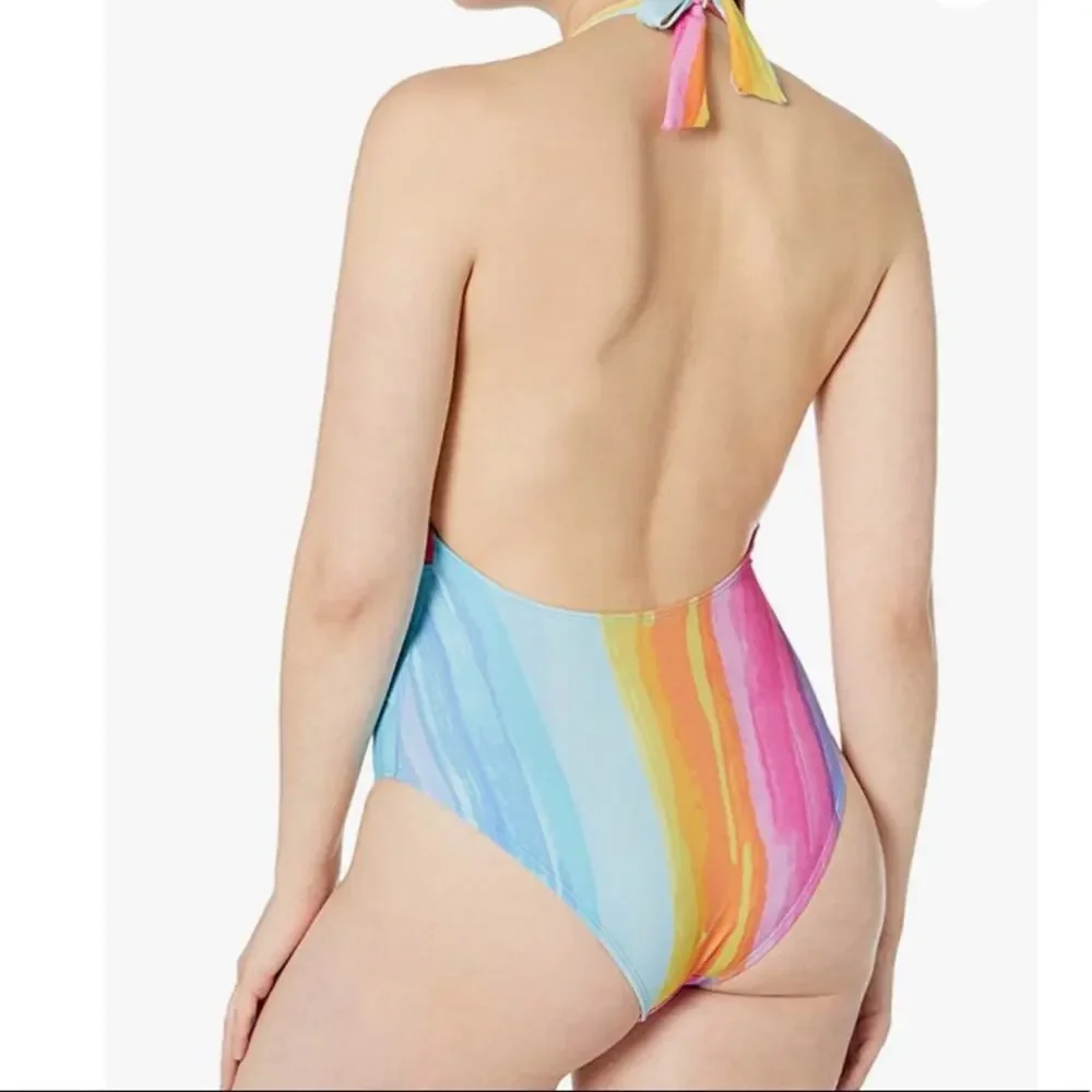 Rachel Roy Wrap Front Belted One Piece Swimsuit